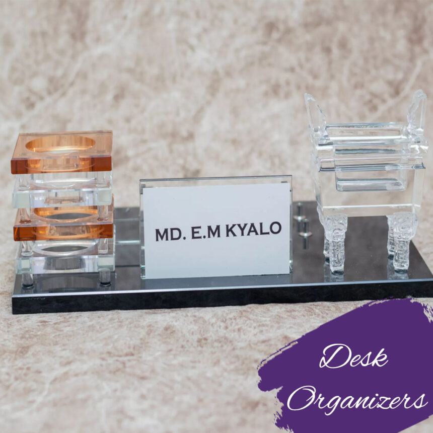 Glass Desk Organizer - Tenabrands - Recycled Glass Desk Organizers